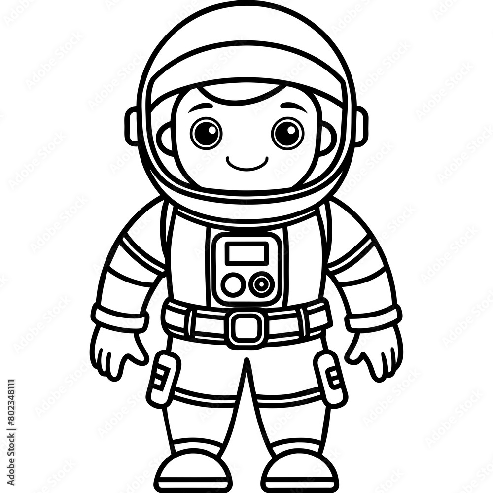 Obraz premium Happy astronaut cartoon character in futuristic robotic design