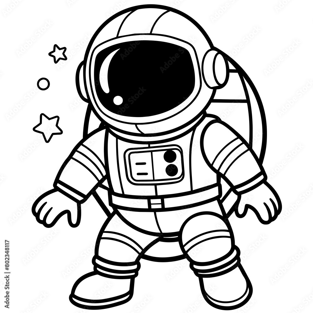 Fototapeta premium Happy astronaut cartoon character in futuristic robotic design