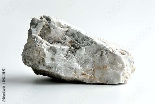 White quartz semigem geological mineral isolated on the white background photo