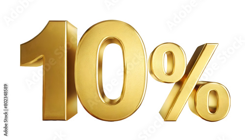 3d realistic gold number ten