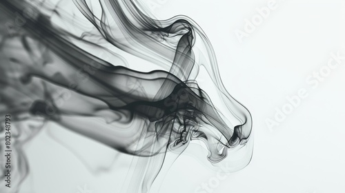 Smoke swirls of black and grey, dramatic abstract background with a sense of power and movement photo