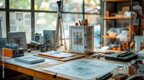 A cluttered desk with a lot of papers, books, and other supplies photo