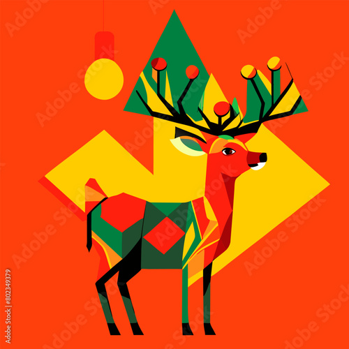 all is calm  all is bright christmas reindeer  vector illustration flat 2