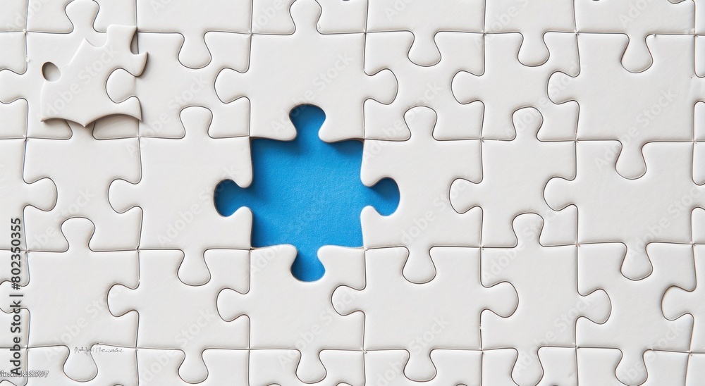 White puzzle with one piece removed, illustrating the missing link
White puzzle with one piece removed, illustrating the missing link