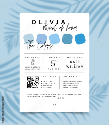 Wedding invitation for maid of honor template