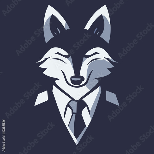 la cabeza de un lobo vestido de manera elegante con un corbata con el eslogan de impecable, vector photo