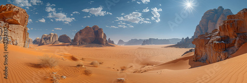 The desert landscape with its scenic cliffs and red sandstone formations.
