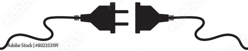 electric plug and outlet, pugging in or unplugging power cord vector illustration. white background. eps 10