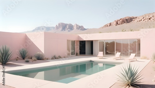 An ideas modern retro pool villa in landscape photo