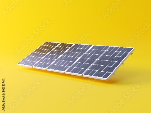 rows of solar panels on a yellow background, 3d illustration
