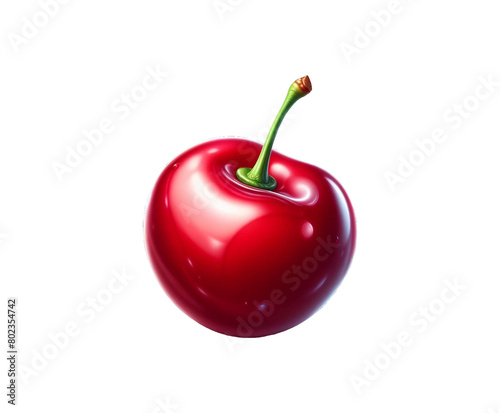 Fresh Red Cherry single isolated on transparent background Ai generative.