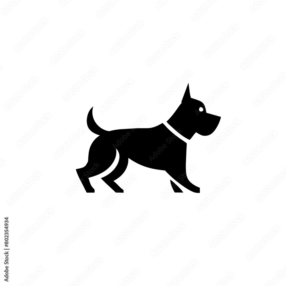 simple clean flat walking schnauzer dog collar logo mascot, vector illustration flat 2