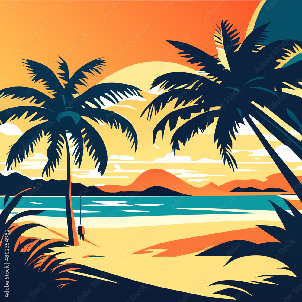 beach, vector illustration flat 2