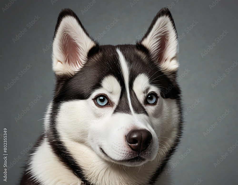 siberian husky dog, lovely pet portrait with blue-eyed dog