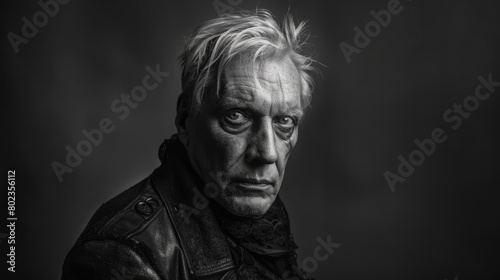 Old White Man with Blond Straight Hair Goth style Illustration.