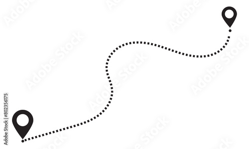 Route location icon. Map pointer sign. GPS navigator vector. Map Navigation with 2 pins search location. Vector illustration isolated on white background. EPS 10