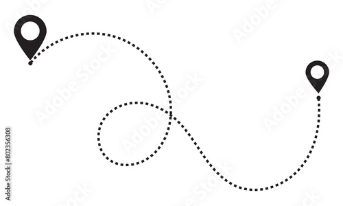 Route location icon. Map pointer sign. GPS navigator vector. Map Navigation with 2 pins search location. Vector illustration isolated on white background. EPS 10