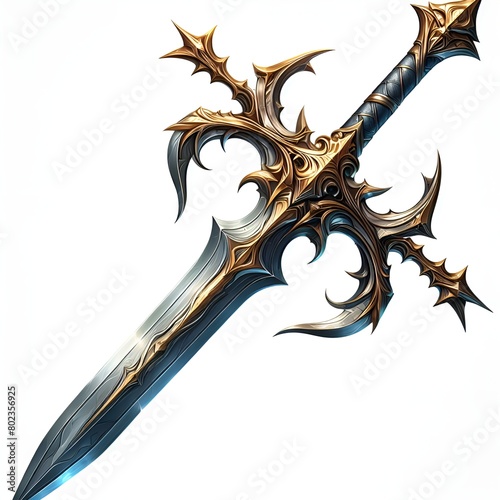 A vector illustration of a sword with a sizable blade and a substantial handle 