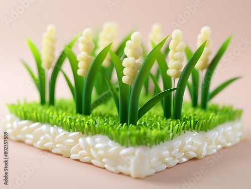 3d illustration of a box of rice plants