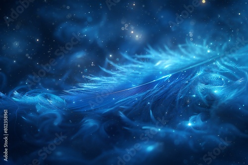 Blue feather on a dark background   Fantasy fractal texture    rendering