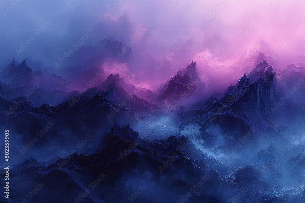 Fantasy alien planet,  Mountain and sky,   illustration