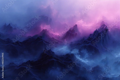 Fantasy alien planet,  Mountain and sky,   illustration photo