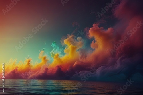 Dynamic dance of colorful smoke. Abstract waves of colored smoke. Flowing colored smoke background. rainbow smoke  paint explosion  color fume powder splash  motion of liquid ink dye in water