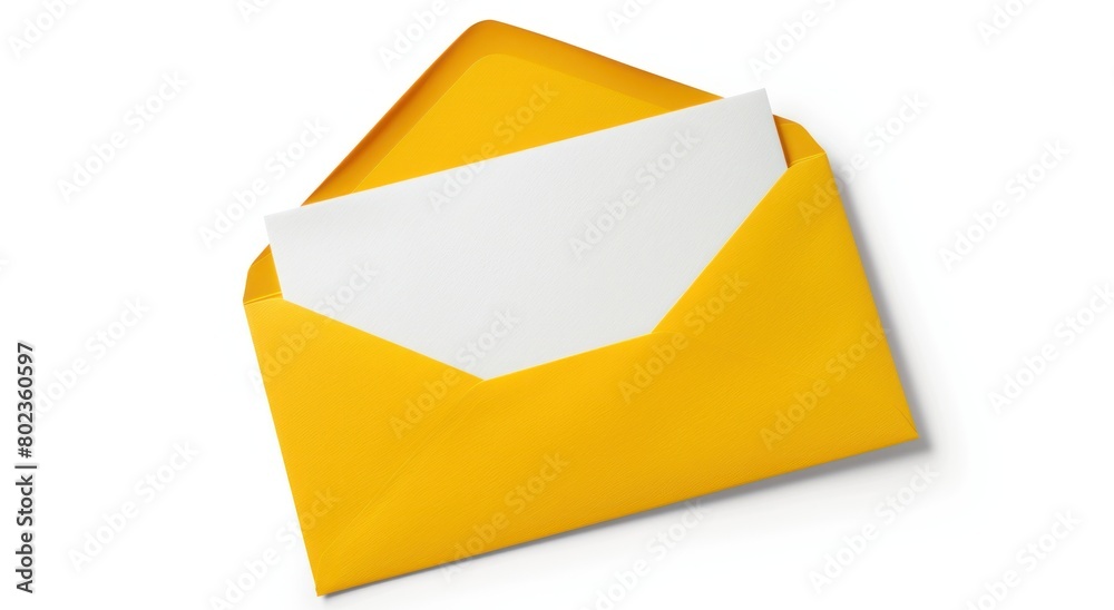 Yellow Envelope with a Minimalistic Design on a White Background Yellow Envelope with a Minimalistic Design on a White Background