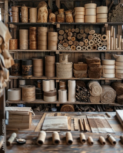 A wood shop with many different types of wood and other materials