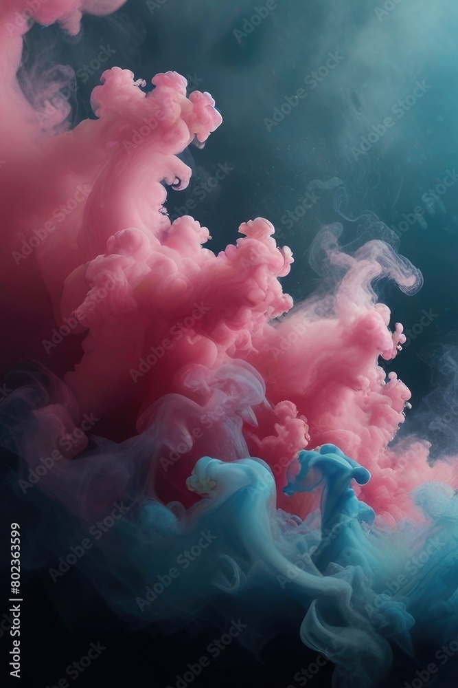 Obraz premium Dynamic dance of colorful smoke. Abstract waves of colored smoke. Flowing colored smoke background. rainbow smoke, paint explosion, color fume powder splash, motion of liquid ink dye in water