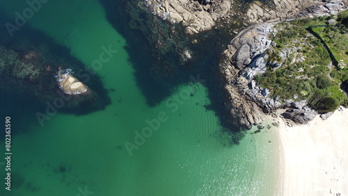 Serenity from Above: Aerial View of Pristine Coastline and Crystal Waters 