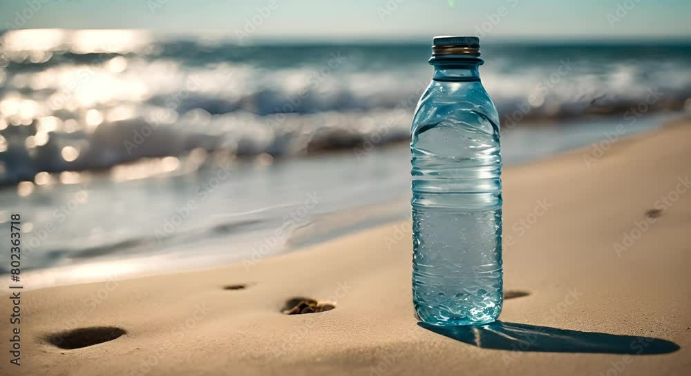 Bottle of water on the beach. Bottle of water on the beach.