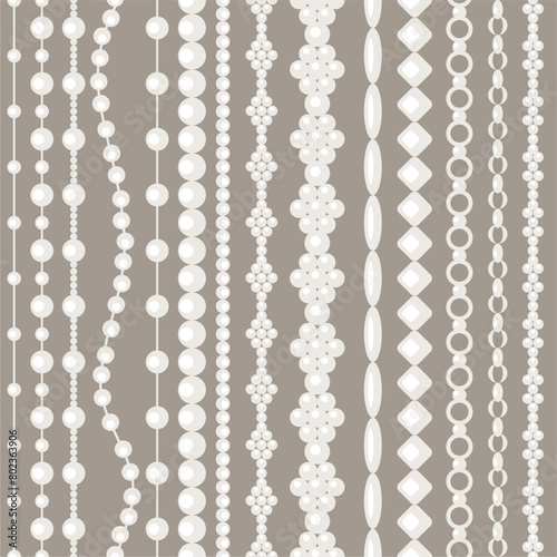 Seamless glamour print pattern with beads jewelry art decor wallpaper for textile, package, paper