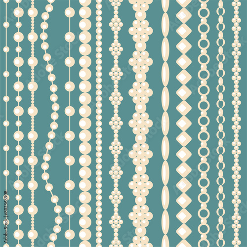Seamless glamour print pattern with beads jewelry art decor wallpaper for textile, package, paper