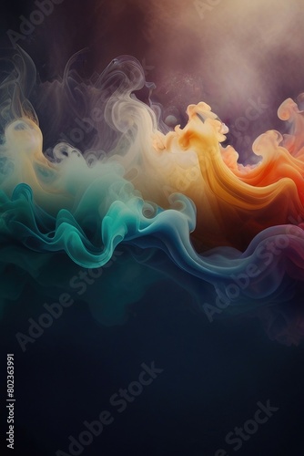 Dynamic dance of colorful smoke. Abstract waves of colored smoke. Flowing colored smoke background. rainbow smoke, paint explosion, color fume powder splash, motion of liquid ink dye in water © AsPor