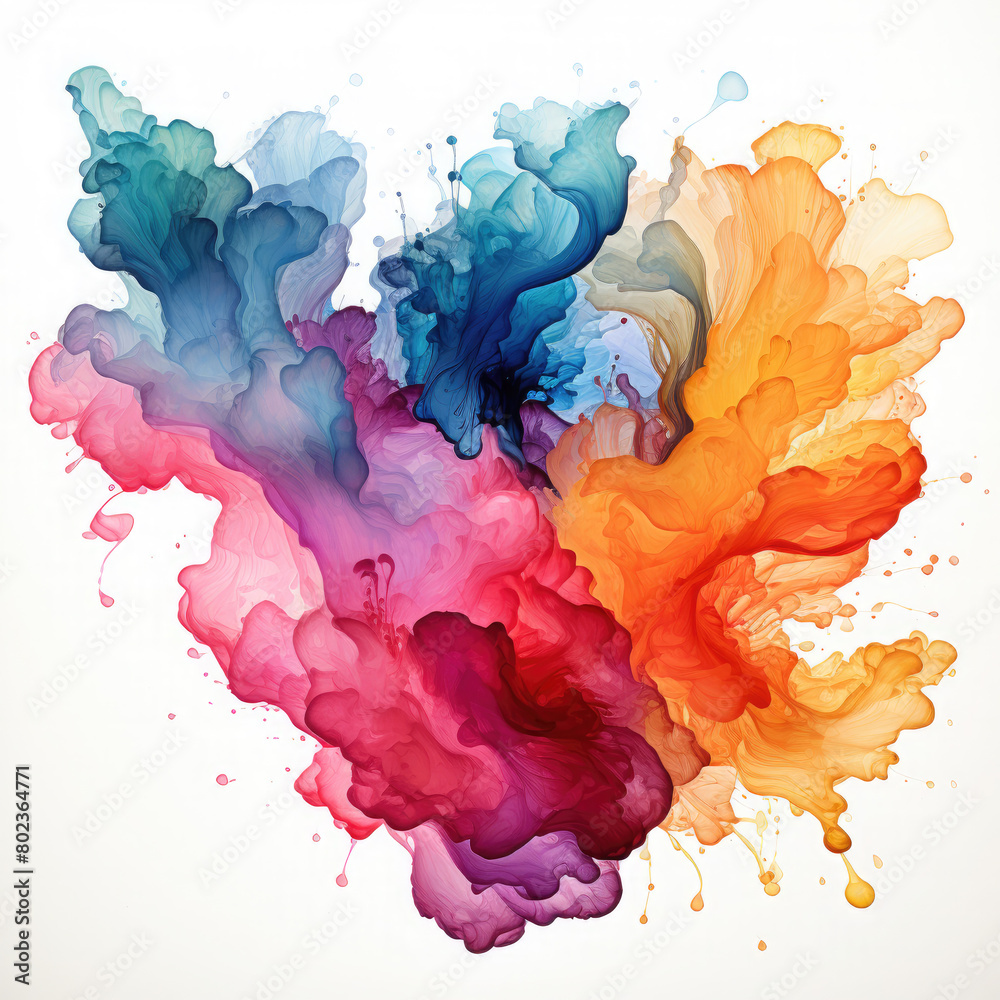 Fototapeta premium Watercolor Alcohol Ink Splash Illustration, Generative Ai