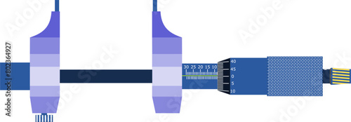 Pin type type Inside Micrometer is used to measure the larger internal dimension. Inside Micrometer can measure internal Diameter of holes and registers. An illustration isolate on a white background 