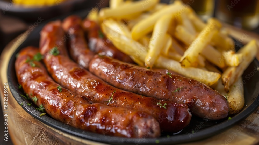 The cuisine of Bolivia. Salchipapas - fried beef sausages with French fries. The cuisine of Bolivia. Salchipapas - fried beef sausages with French fries.