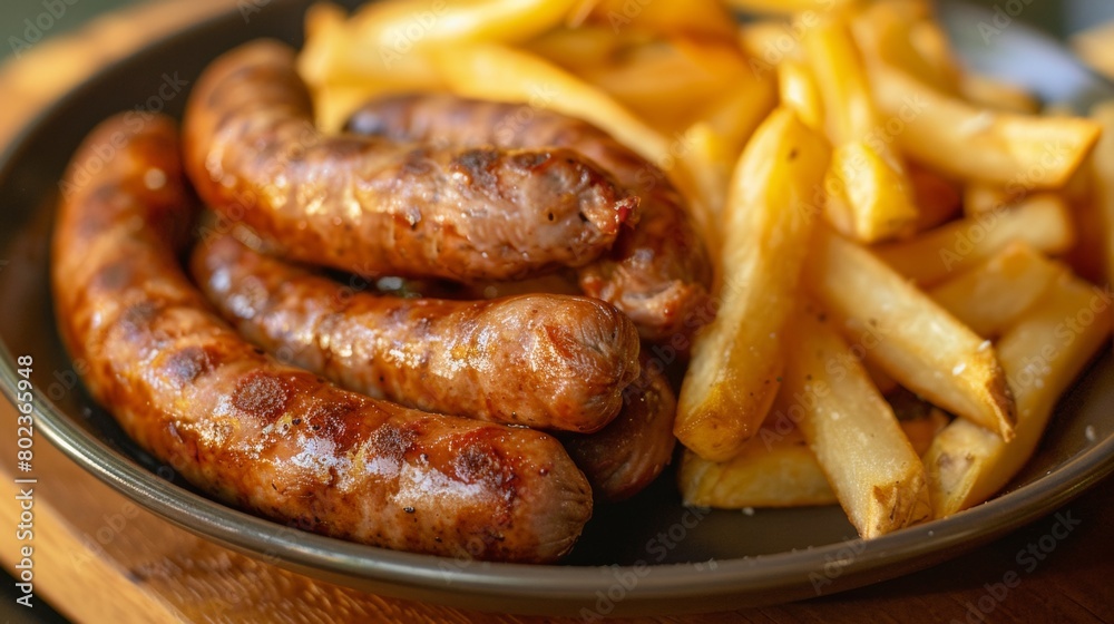 The cuisine of Bolivia. Salchipapas - fried beef sausages with French fries. The cuisine of Bolivia. Salchipapas - fried beef sausages with French fries.
