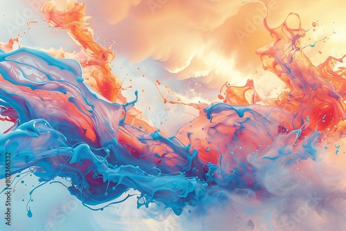Colorful paint splashing in water   Abstract background    rendering
