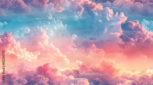 Amazing colorful cloudscape with vibrant hues of pink, blue, and orange. © MAY