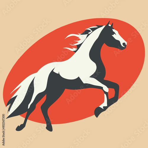 horse jumping upwards from the side  front half visible  vector illustration flat 2