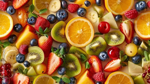 Colorful variety of fresh fruits.