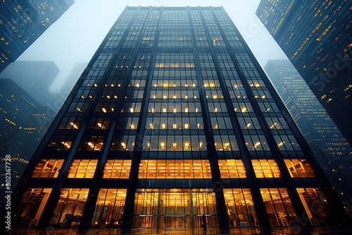 Wallpaper Mural sidewalk of a tall dark building is lit up at night professional photography Torontodigital.ca