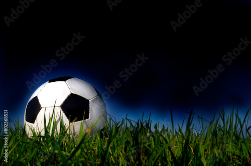 Soccer ball in a pitch  close up 