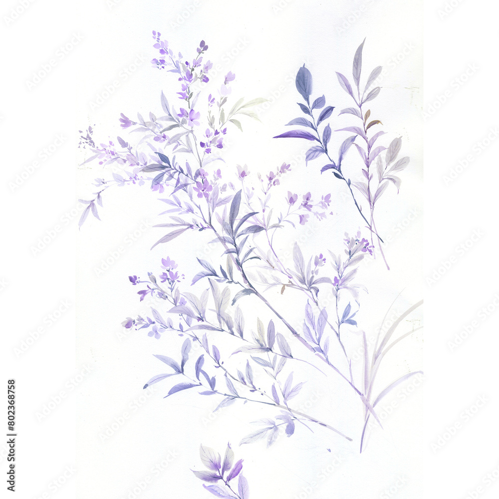 Floral Finesse Hand Drawn Watercolor Illustrations of Flowers and Leaves