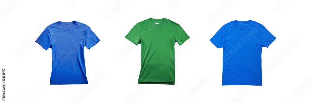 Set of Blank T-shirt mockup, illustration, isolated over on transparent white background Set of Blank T-shirt mockup, illustration, isolated over on transparent white background