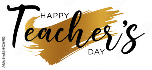 Happy Teacher's Day – Calligraphy brush text banner with transparent background