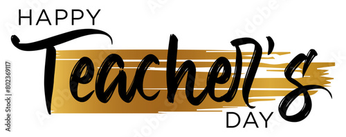 Happy Teacher's Day – Calligraphy brush text banner with transparent background