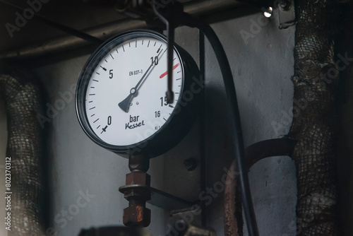 Boiler pressure gauge in a steam locomotive